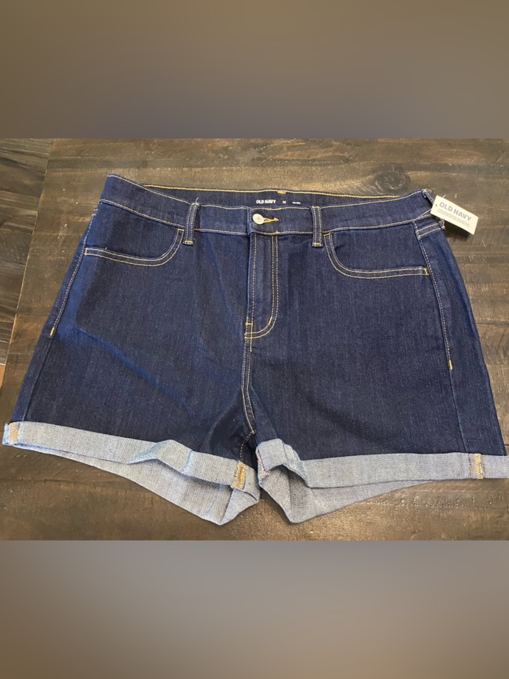 Old Navy Dark Blue Rolled Cuff Denim Shorts